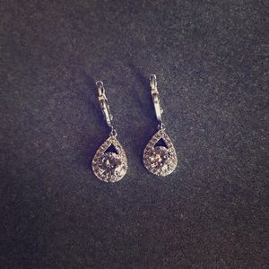 White gold Filled CZ water drop Earrings